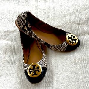 Tory Burch Reva Ballet Flat Snakeskin Leather